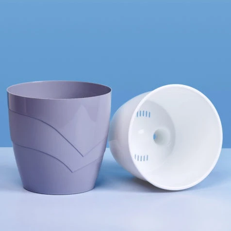 Кашпо для цветов пластиковое 2л d-15см Грация со вставкой серый шёлк_2