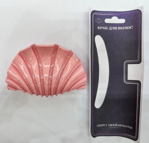 Заколка - краб для волос "AKS - MANTANA", микс 6 цветов, ракушка, 8*5см 