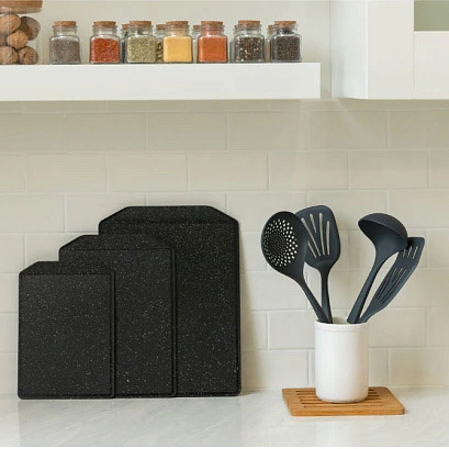 Доска разделочная пластиковая 3526см FLEX черный гранит_5