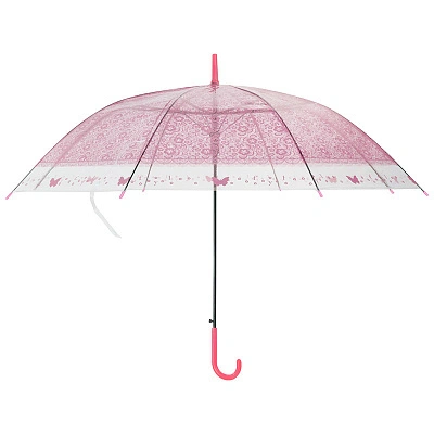 Зонт-трость полуавтоматический 90см BASIC розовый_5