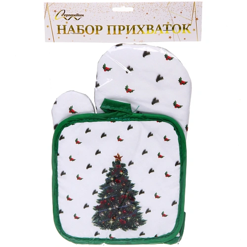 Прихватка в наборе с прихваткой-варежкой Новогодняя красавица 2617 см, 1717 см_7