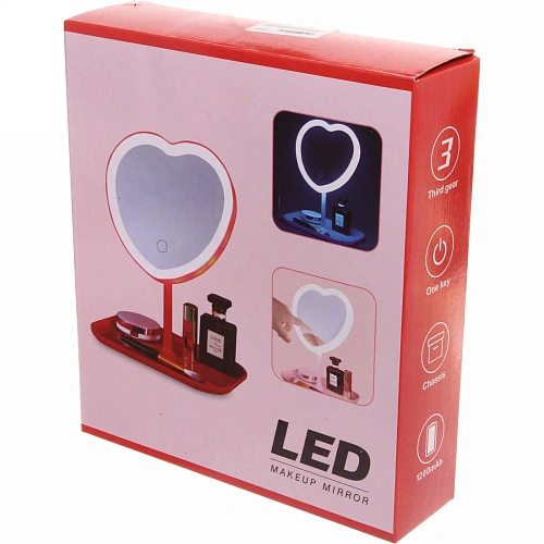 Зеркало настольное с подсветкой на подставке Mary Touch - Heart, цвет голубой, USB, 2029см_14