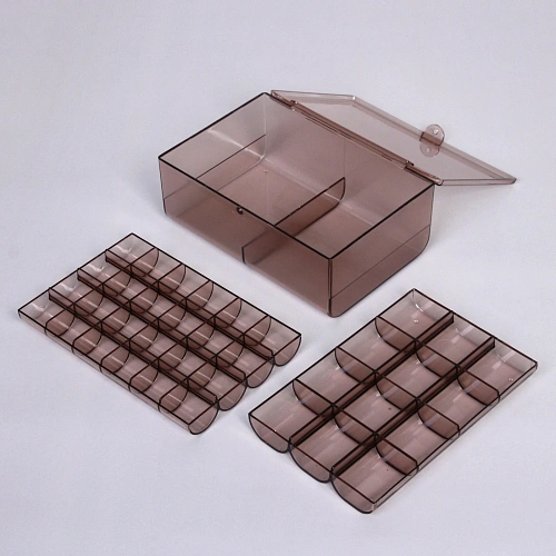 Органайзер для хранения ТАРТИ ТАН, цвет прозрачный, три отделения1318577см (упаковка коробка)_3