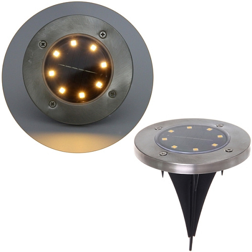 Светильник на солн.батарее "Светоч" d=12 см, 13,5 см (8 ламп), на солнечной батарее, Теплый белый