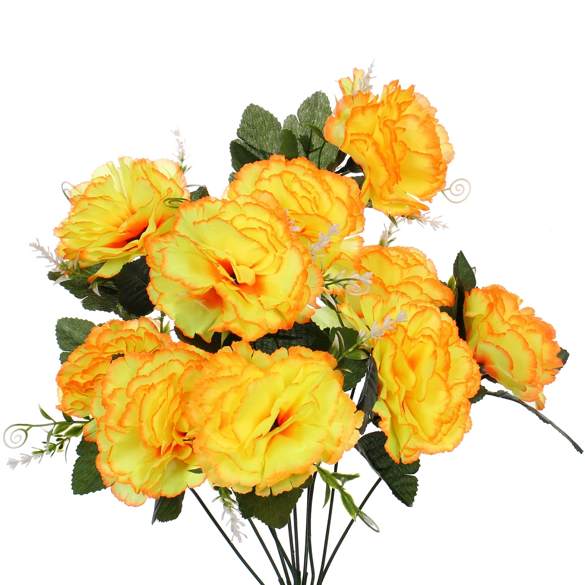 Искусственные цветы "Цветочная мелодия" Гвоздики 50см 10 цветков желтые
