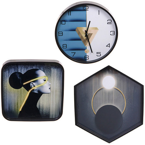 Часы настенные + пано 2шт  "HOME STYLE" Незнакомка, черный корпус
