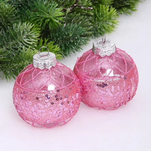 Набор шаров "Лазурная дымка " 8 см (в наборе 2 шт), Розовый