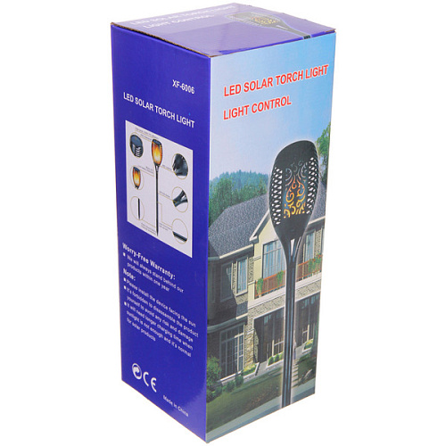 Фонарь садовый Факел большой 7712 см, на солнечной батарее, Теплый белый (эффект пламени)_8