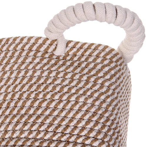 Корзинка вязаная интерьерная с ручками ТРИГОЙЯ, цвет бежбелый, 362825см, (лейбл селфи)_6