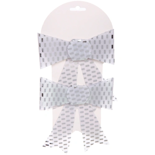 Бант на ёлку "Сияние" 13*16 см (набор 2 шт), Серебро