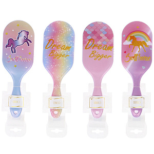 Расческа массажная овальная "Коллекция ИМАНИ - ТВОИ МЕЧТЫ", микс 4 дизайна, 23*7,5см (PVC подвес)