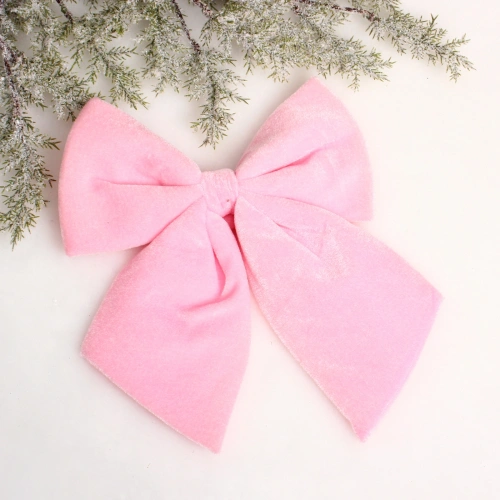 Бант на ёлку "Нежность" 25*30 см, Розовый