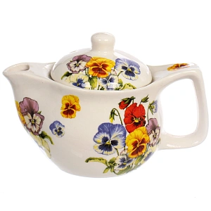Чайник заварочный керамический 350мл с ситом "Фиалки"