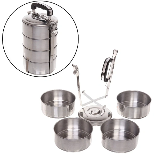 Контейнер для продуктов металлический 13*22см 4уровня, пластиковая ручка