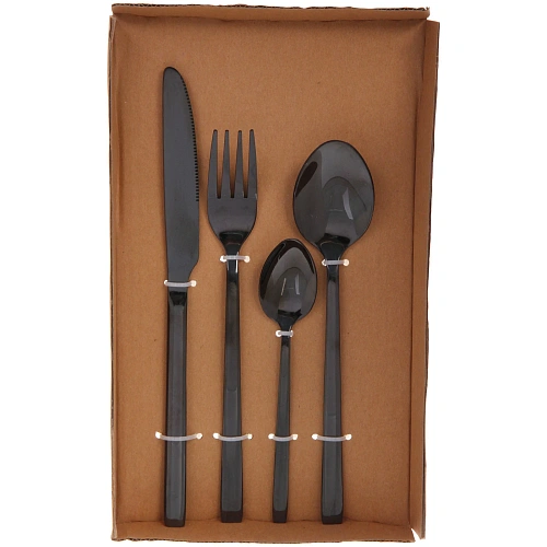 Набор столовых приборов SANLI 24шт (6ножей, 6вилок, 6стложек, 6чложек), цвет черный_5