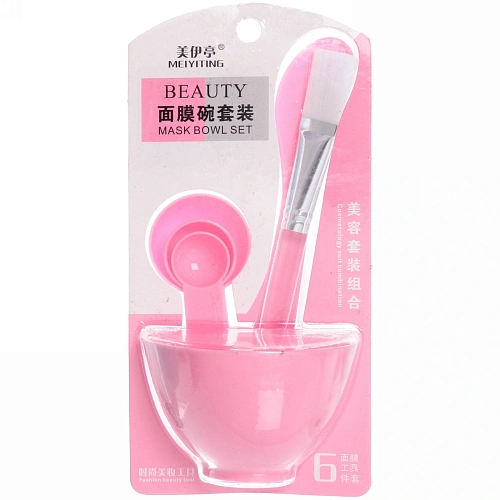 Набор косметический Beauty Bar, кисточка, лопатка, 3 мерных ложки и чаша, микс три цвета, 17,58,5см, _23