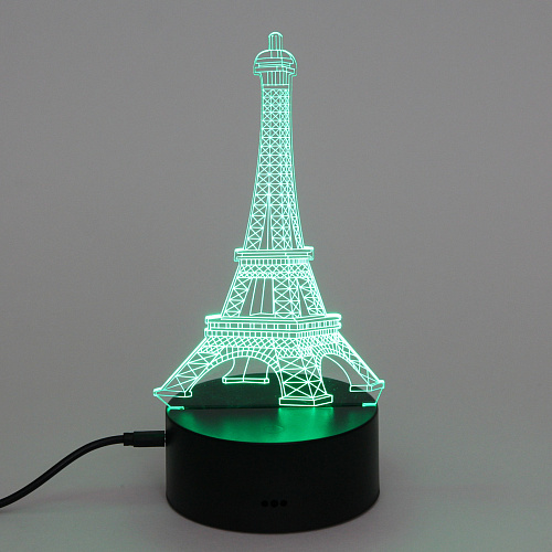 Светильник ночник 3D-Эйфелева башня на пластиковой подставке, с включателем USB_6