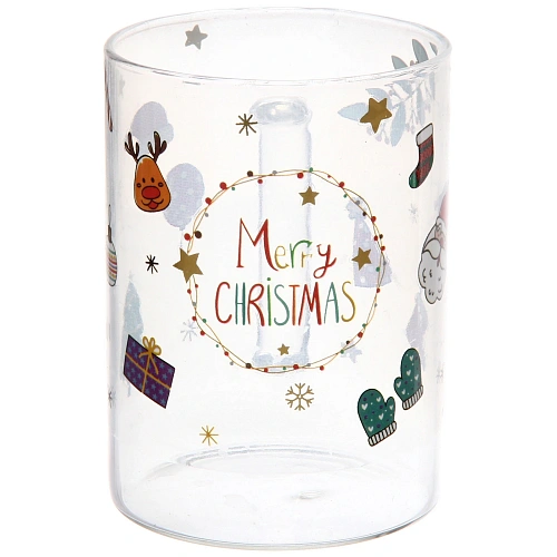 Кружка стеклянная 450мл Тепло праздника, микс рисунков_4