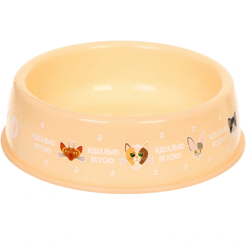 Миска пластиковая "МОЙ БРО - Идеально вкусно!, цвет бежевый  21*6,5см (логотип на миске) 700мл