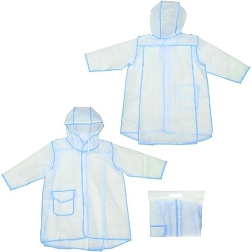 Дождевик-плащ "Neo" с капюшоном и завязками, на кнопках, цвет голубой, р. XXXL(82*67см.)