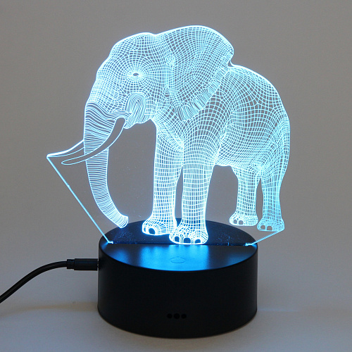 Светильник ночник 3D-Мамонт на пластиковой подставке, с включателем USB_10