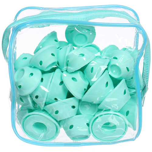 Бигуди силиконовые 40шт в косметичке KUDRI, цвет розовый, два размера 25 и 1,53,9см_8