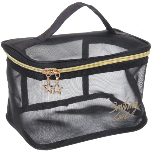 Косметичка прямоугольная "ЭЙФОРИЯ", цвет черный, 21*10*13см