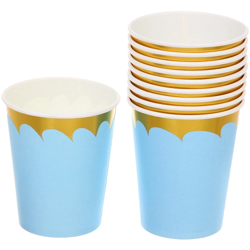Стакан бумажный 0,2л в наборе 10 шт "Праздничный день", голубой