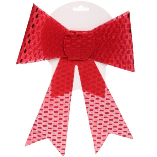 Бант на ёлку "Сияние" 20*26 см, Красный