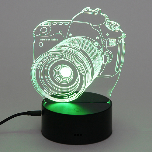 Светильник ночник 3D-Фотоаппарат на пластиковой подставке, с включателем USB_8