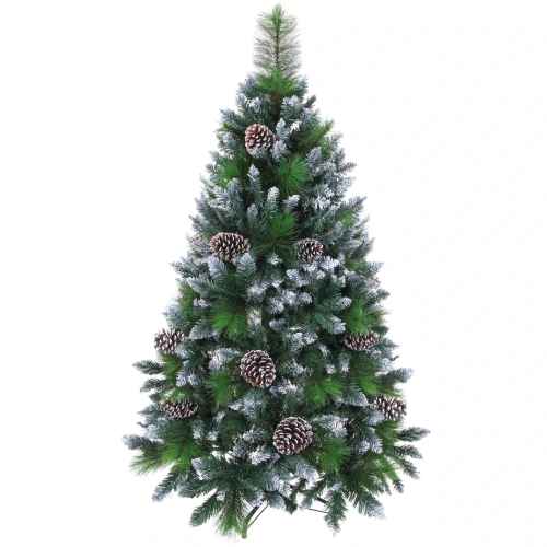 Ёлка "Сказочный лес" 150 см,ПВХ+леска, с белым напылением+шишки (607 веток) (SZ2000-150)