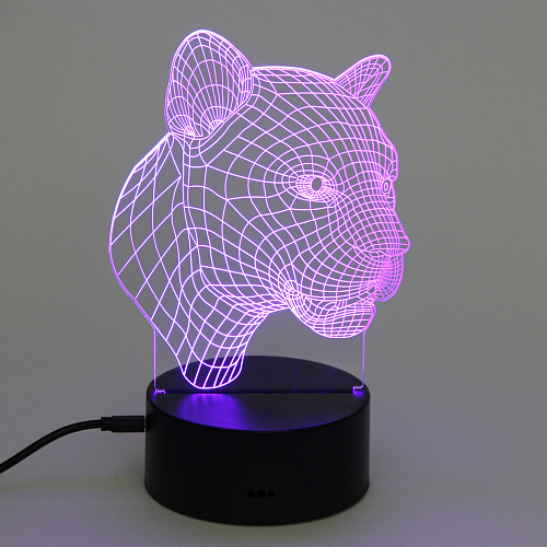 Светильник ночник 3D-Пантера на пластиковой подставке, с включателем USB_9