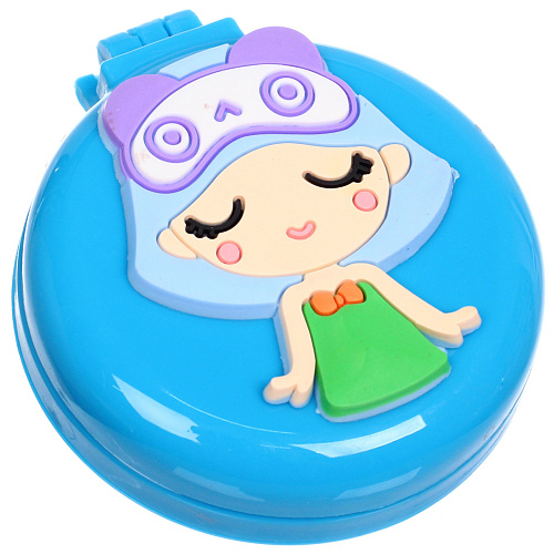 Расческа массажная детская складная Barbariska, с зеркалом, стильная Аннет, разноцветные зубчики, цвет сине - голубой, d-7см_3