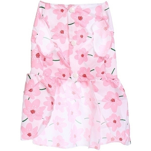 Платье для кошек и собак мелких пород Бонита на прогулке, ромашки розовые, размер L, длина спинки 30-32см_7