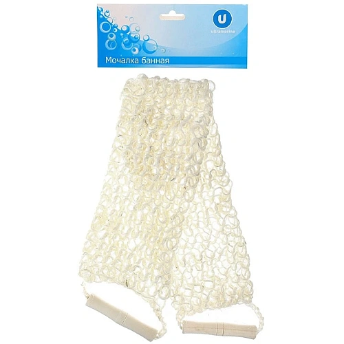 Мочалка для тела скрабирующая Ультрамарин - Удовольствие, с деревянными ручками, крупная вязка, сизаль, 5010см_4