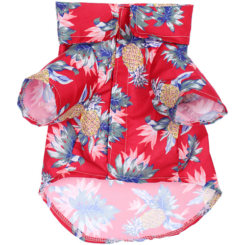 Рубашка для собак и кошек малых и средних пород СТИЛЬНЫЙ БРО, цвет красный, принт ананасы с цветами, размер XL_4