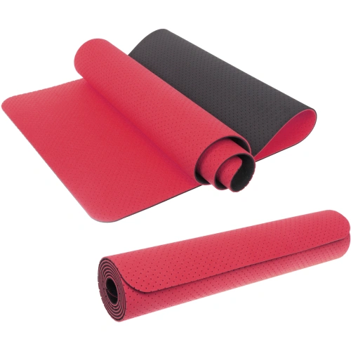 Коврик для йоги 6 мм 183х61 см "Sports time" перфорированный (ТРЕ), розовый/серый