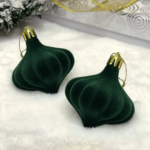 Набор ёлочных украшений VELOUR "Волшебная юла" 8 см (набор 2 шт), Изумруд