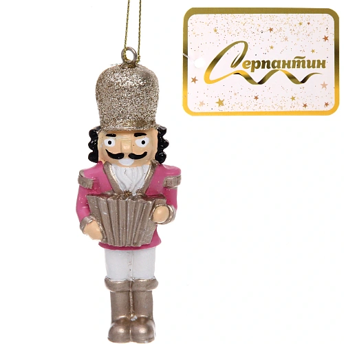 Ёлочная игрушка "Солдат с баяном" 10*3 см