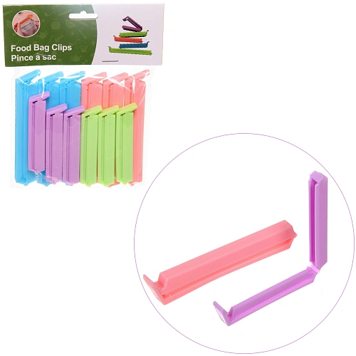 Зажим для пакета "Ассорти" 12шт (6шт*9,5см, 6шт*7см)