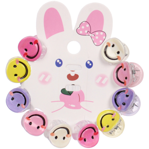 Заколки - крабики для волос детские 10шт "БАМБИ БУМ", Смайлики, 2см/9.5*8см