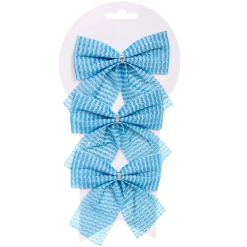 Бант на ёлку "Волшебство" 11*12 см (набор 3 шт), Голубой