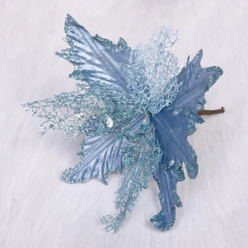 Украшение новогоднее "Пуансеттия-Нежность" 23 см, Голубой