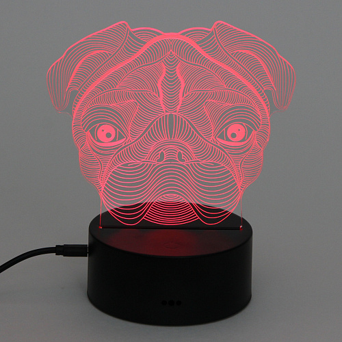 Светильник ночник 3D-Пёсик на пластиковой подставке, с включателем USB_5