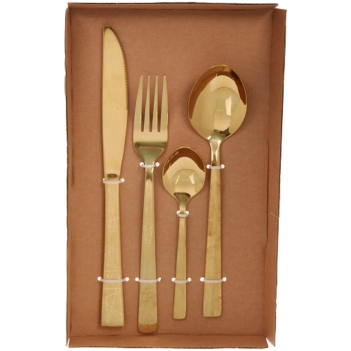 Набор столовых приборов SANLI 24шт (6ножей, 6вилок, 6стложек, 6чложек), цвет золото_6