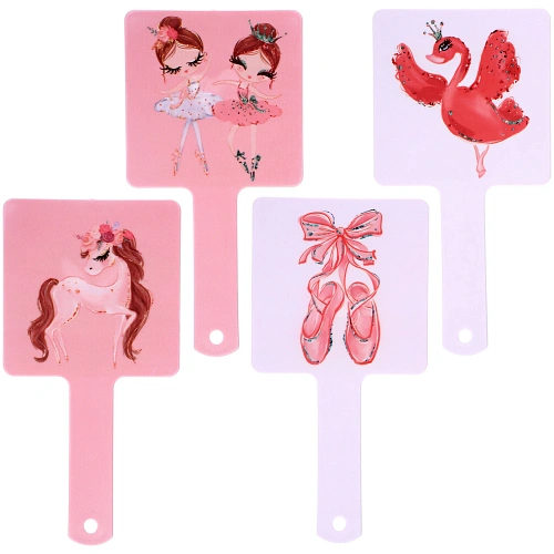 Зеркало косметическое "Коллекция ИМАНИ - БАЛЕРИНЫ", микс 4 дизайна, 23,4*12см (PVC подвес) 