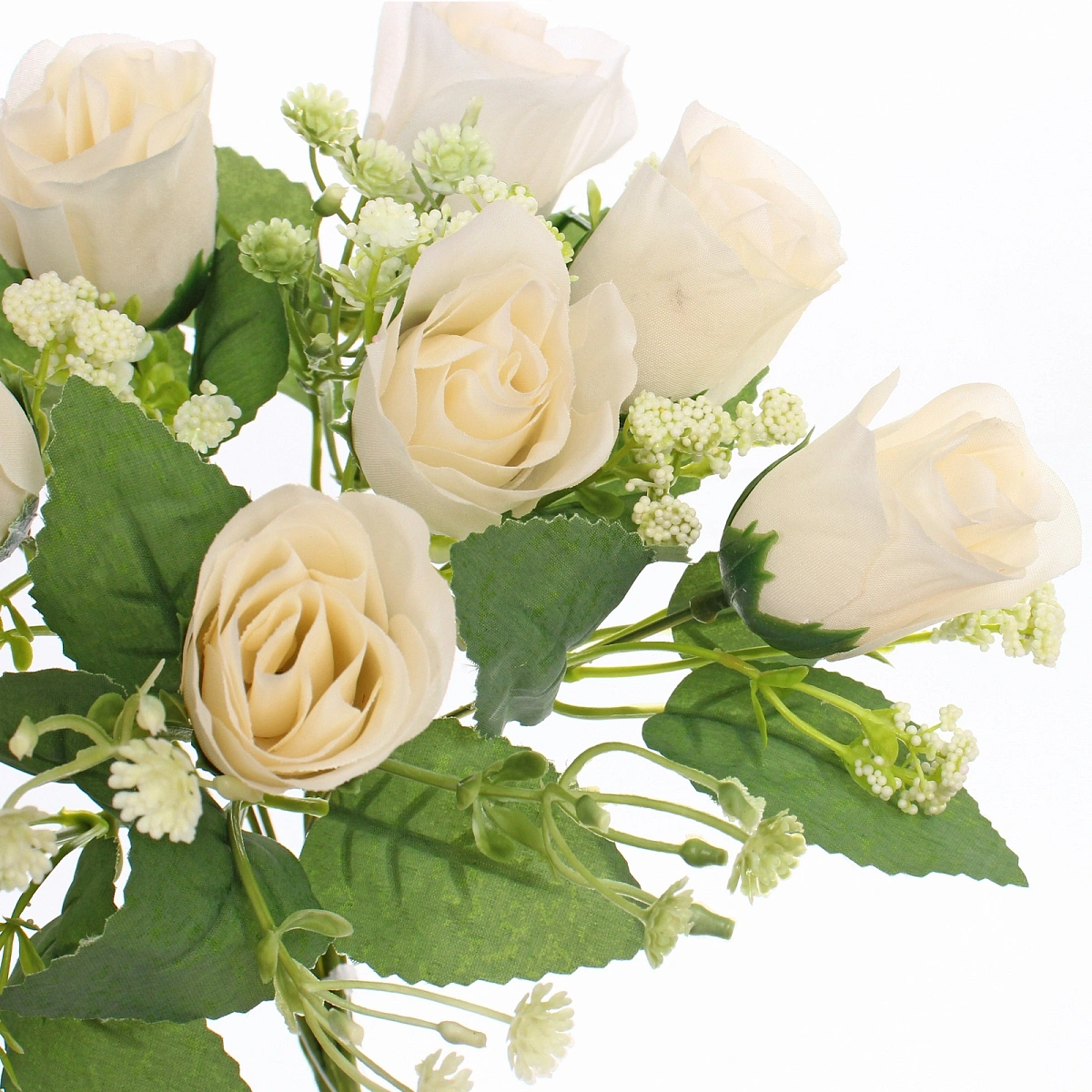 Искусственные цветы "Букет роз" 32см 10 цветков белые