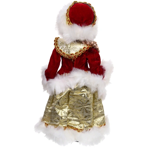 Снегурочка Новогодняя пьеса 40 см в красной шубке_9