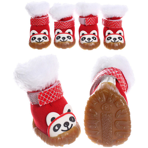 Ботинки зимние для животных "МОДНЫЙ БРО", на липучке, цвет красный, размер 3, 5см