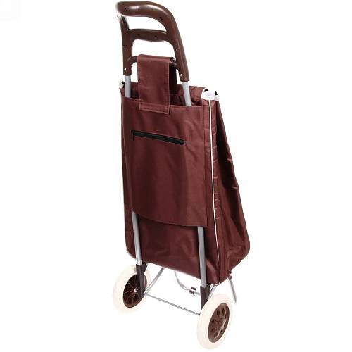 Тележка хозяйственная с сумкой (953330см, колеса 16см, до 30 кг) бабочки коричневая_5